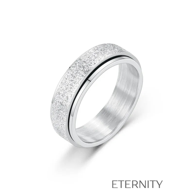Anillo Cosmic Sand con Banda Giratoria de Textura Granulada Anillos Negro 10 Acero Inoxidable ETERNITY