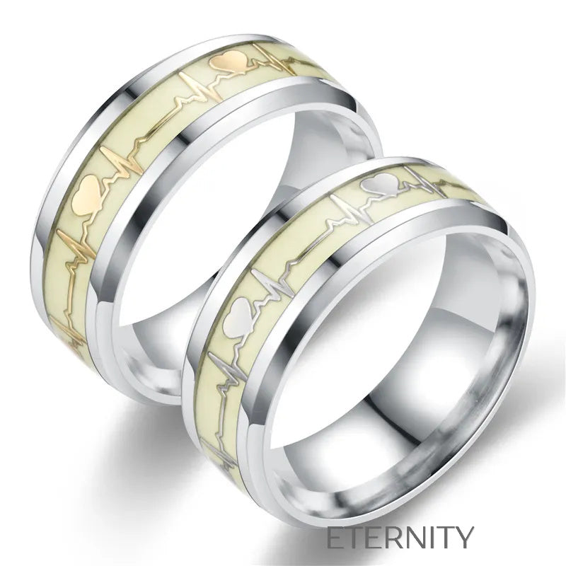 Anillo de Acero Inoxidable con Latido de Corazón Fluorescente Anillos Plateado 10 Acero Inoxidable ETERNITY