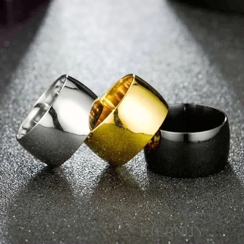 Anillo de Banda Ancha Minimalista en Oro Plata y Negro Anillos Negro 10 Acero Inoxidable ETERNITY