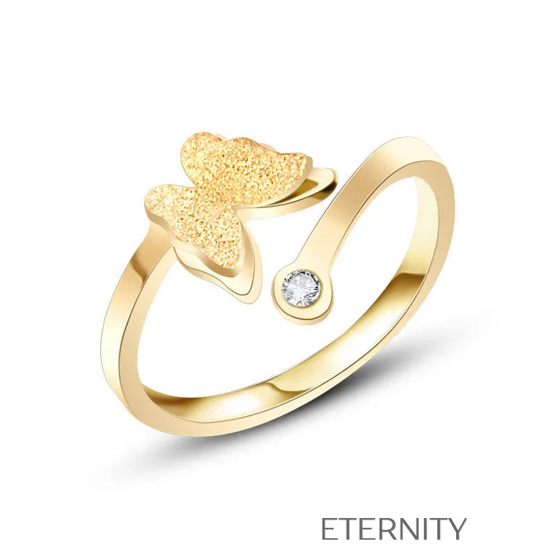 Anillo de Mariposa Ajustable con Circones Anillos Dorado Unica Acero Inoxidable ETERNITY