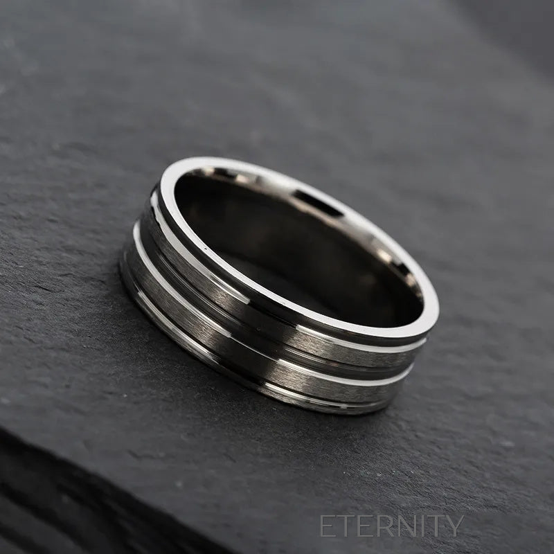 Anillo Magnum Band de Acero Quirúrgico Anillos Negro 10 Acero Inoxidable ETERNITY