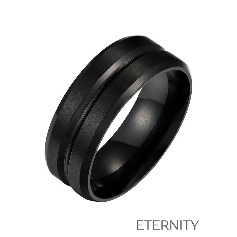 Anillo Minimalista Carril Anillos Negro 10 Acero Inoxidable ETERNITY