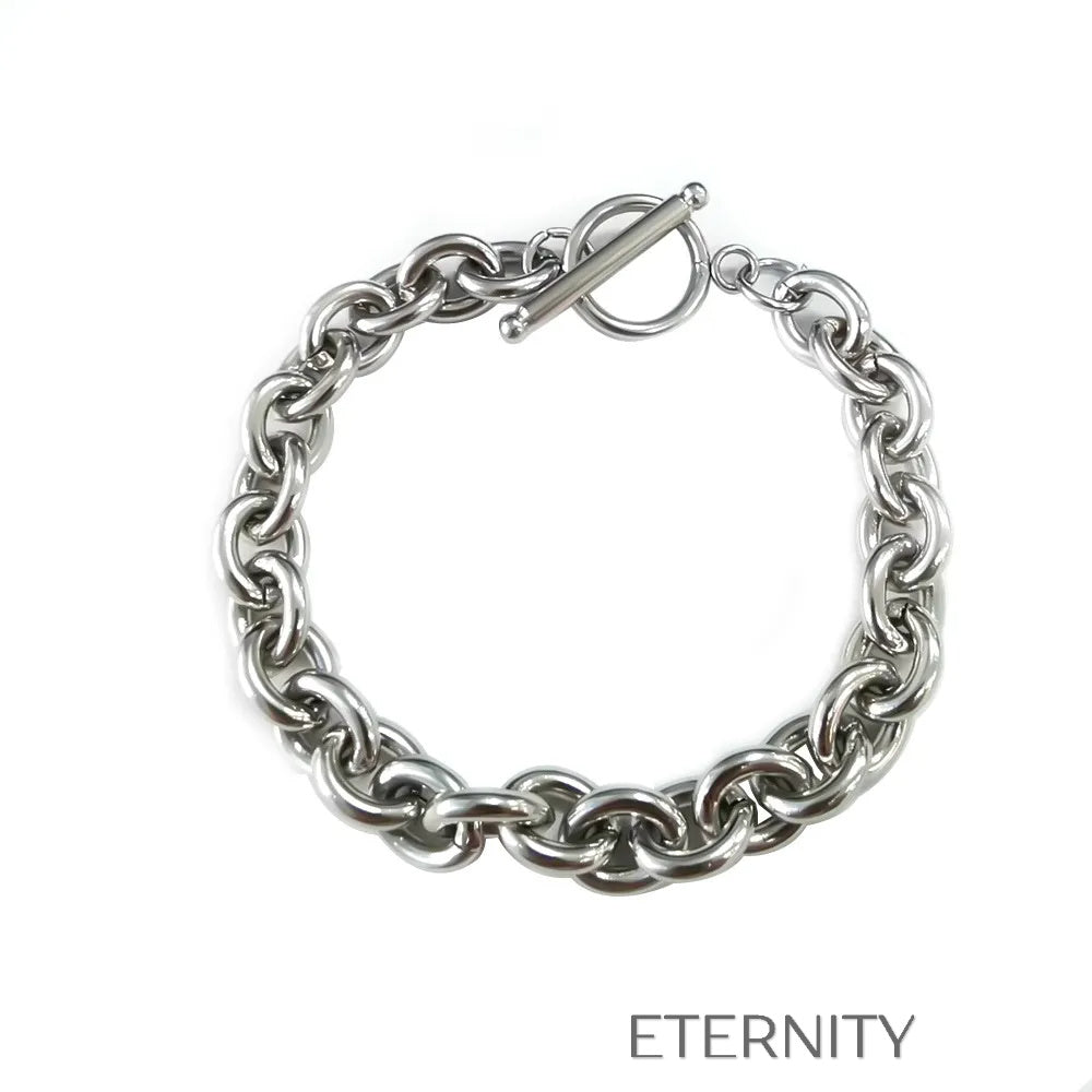 Pulsera de Eslabones Gruesos con Cierre Toggle en Plata ETERNITY