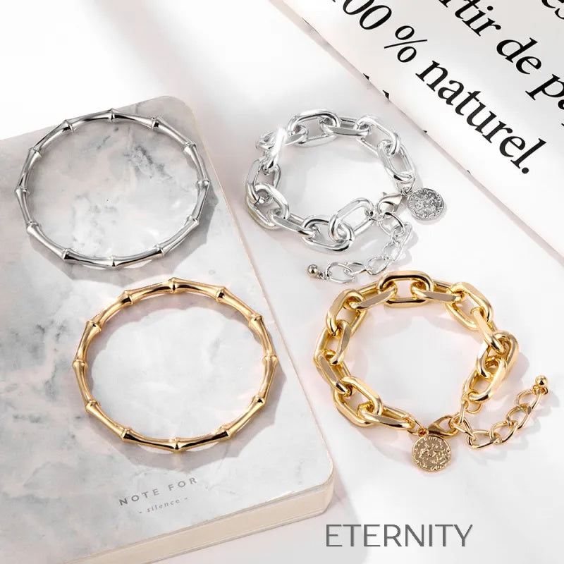 Brazaletes "Bamboo Link" Dorados ETERNITY