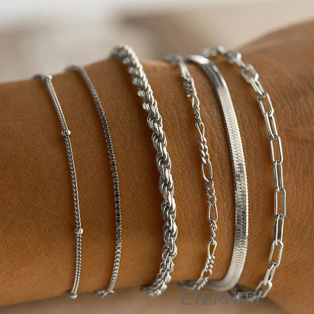 Set de Pulseras Golden Layer Brazaletes Dorado Unica Acero Inoxidable ETERNITY