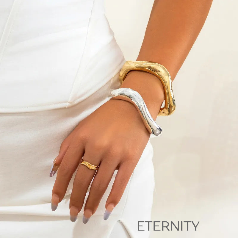 Brazalete Rígido Fluid Organic de Acero Brazaletes Dorado Unica Acero Inoxidable ETERNITY