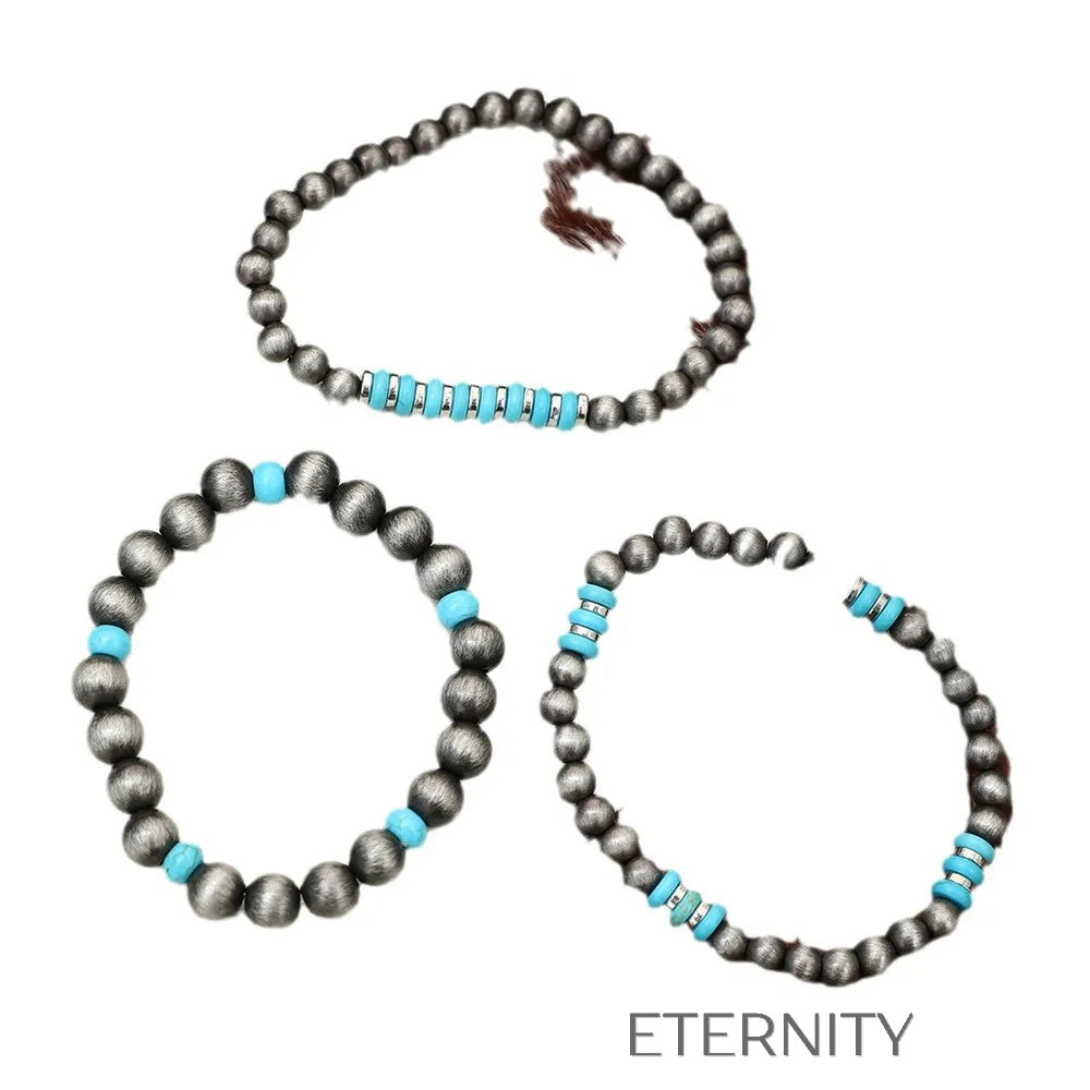 Pulsera Étnica Turquesa Brazaletes Turquesa Unica Acero Inoxidable ETERNITY