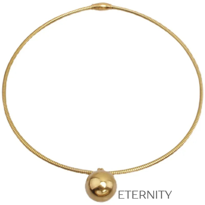 Collar Rígido con Dije de Esfera Cadenas Dorado Unica Acero Inoxidable ETERNITY
