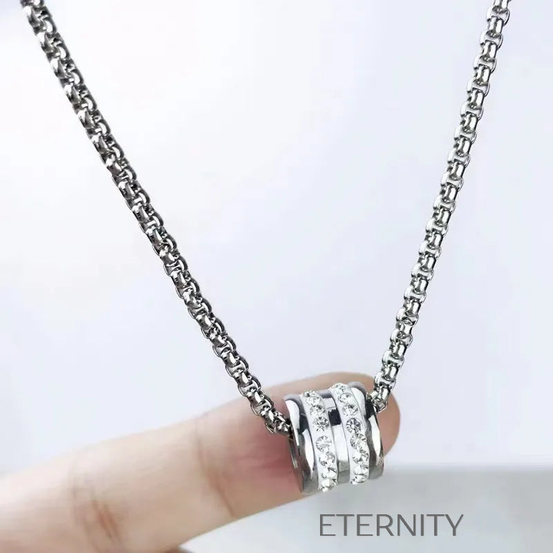 Collar de Cadena Box Radiant Cylinder con Cristales Cadenas Plateado Unica Acero Inoxidable ETERNITY