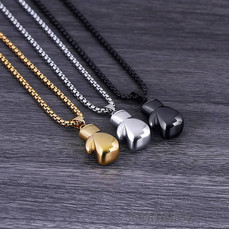 Collar Boxing Spirit Cadenas Negro Unica Acero Inoxidable ETERNITY