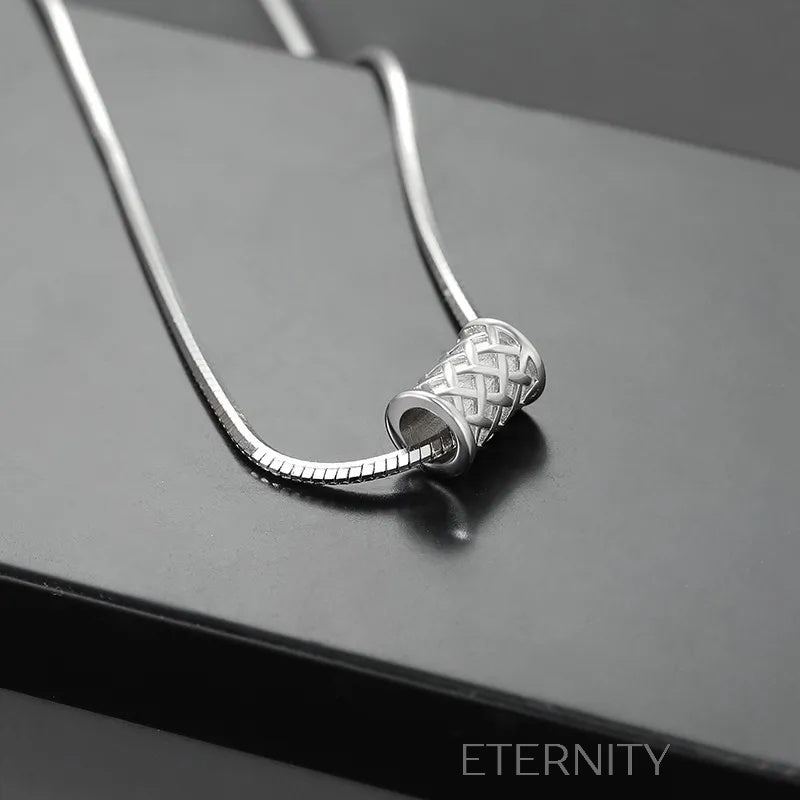 Collar Silver Weave con Dije Cilíndrico de Plata Cadenas Plateado Unica Acero Inoxidable ETERNITY