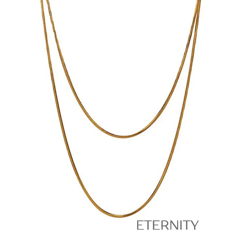 Collar Doble Liquid Metal Cadenas Dorado Unica Acero Inoxidable ETERNITY