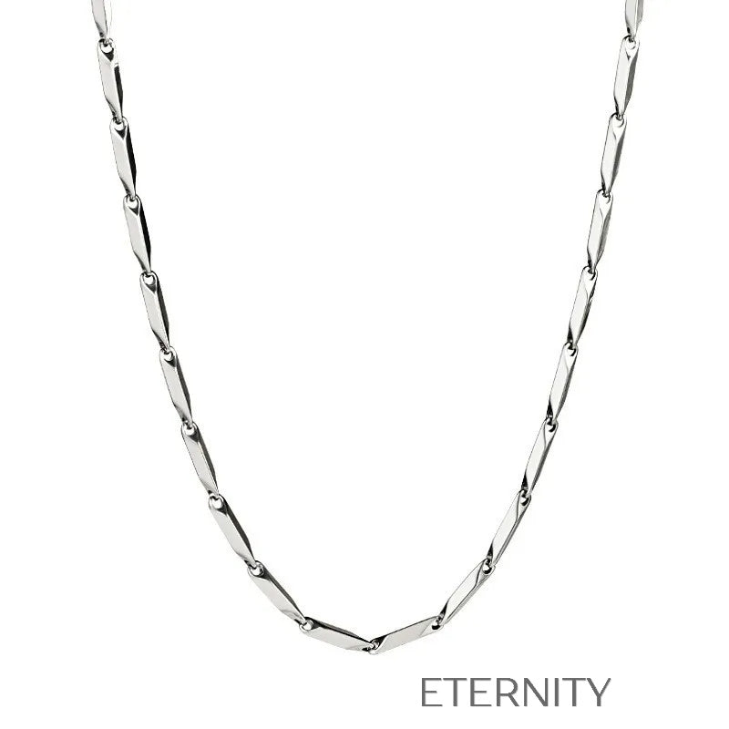 Collar Geometric Silver de Eslabones Facetados Cadenas Plateado 45cm Acero Inoxidable ETERNITY