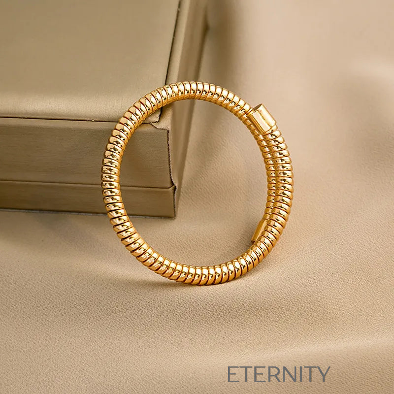 Conjunto Serpent de Gargantilla y Pulsera Flexibles de Metal Segmentado Set Dorado Unica Acero Inoxidable ETERNITY