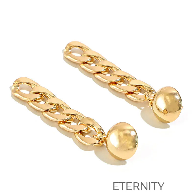 Aretes dorados tipo cadena modernos y elegantes Zarcillos Dorado Unica Acero Inoxidable ETERNITY