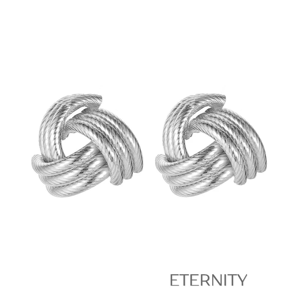 Zarcillos Nautical Knot Texturizados Zarcillos Dorado Unica Acero Inoxidable ETERNITY