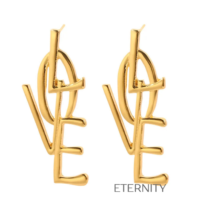 Zarcillos LOVE Maxi Pendientes Zarcillos Dorado Unica Acero Inoxidable ETERNITY