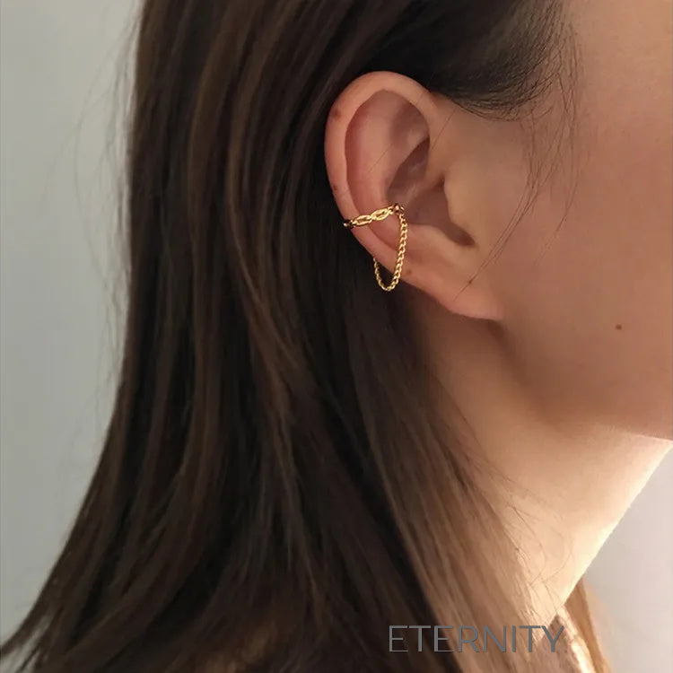 Earcuffs Estrellas y Cadenas Zarcillos Dorado Unica Acero Inoxidable ETERNITY