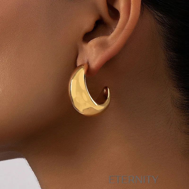 Zarcillos Luna Chunky Zarcillos Dorado Unica Acero Inoxidable ETERNITY