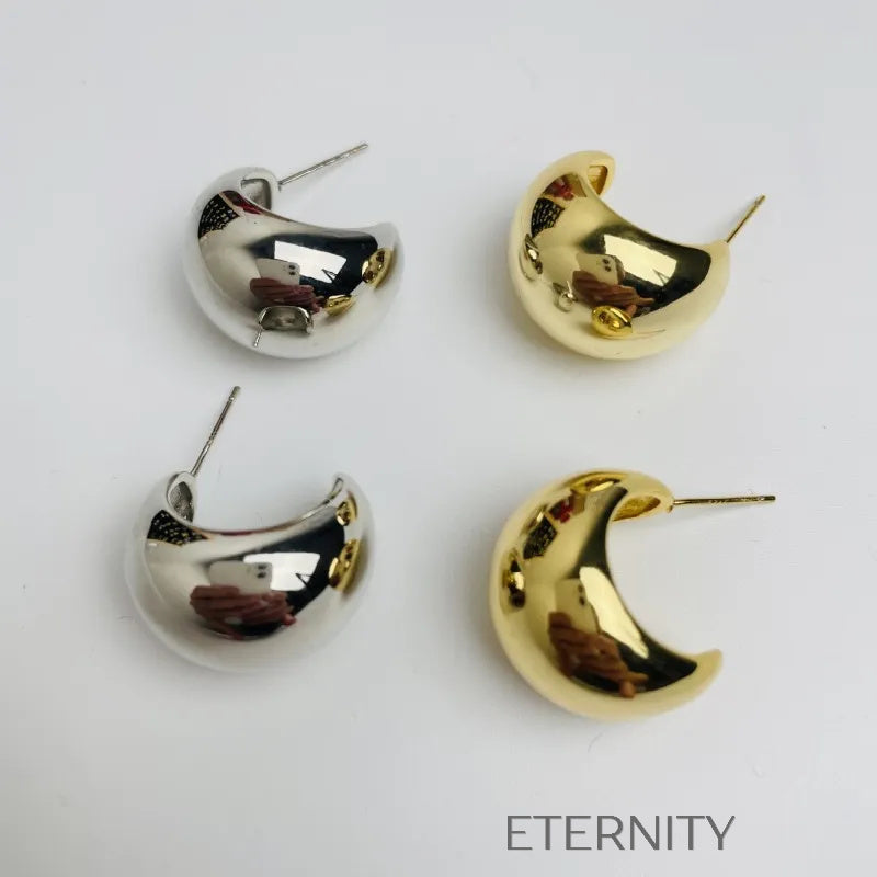 Zarcillos de Argolla Estilo Gota Chunky en Oro y Plata Zarcillos Dorado Unica Acero Inoxidable ETERNITY