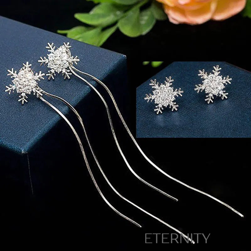 Zarcillos Frozen Elegance Copo de Nieve Zarcillos Plateado Unica Acero Inoxidable ETERNITY