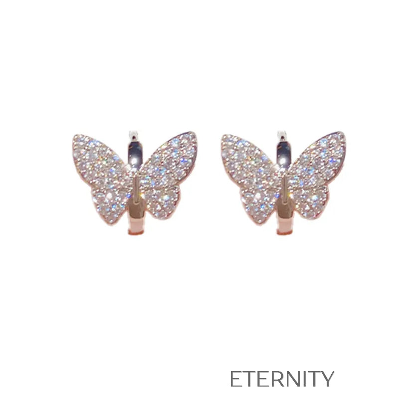 Zarcillos de Aro con Mariposa de Circones Zarcillos Dorado Unica Acero Inoxidable ETERNITY
