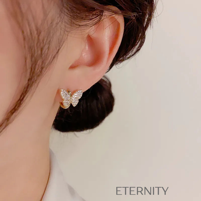Zarcillos de Aro con Mariposa de Circones Zarcillos Dorado Unica Acero Inoxidable ETERNITY