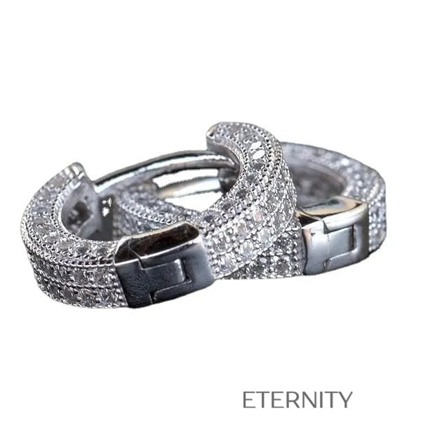 Zarcillos Double Glitz Zarcillos Negro Unica Acero Inoxidable ETERNITY