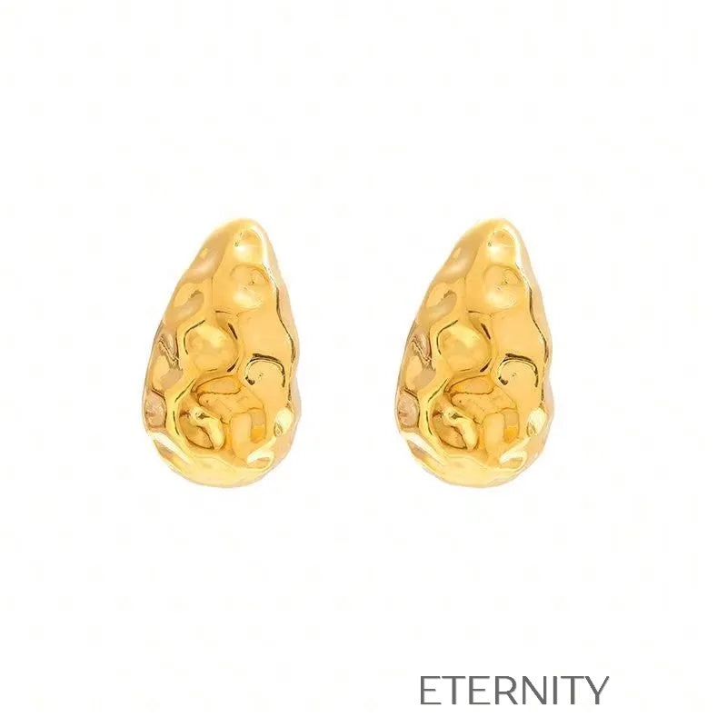 Zarcillos Liquid Metal Diseño Orgánico Zarcillos Dorado Unica Acero Inoxidable ETERNITY