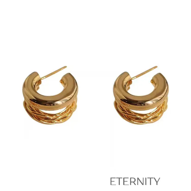 Zarcillos de Argollas Gruesas con Diseño Trenzado Zarcillos Dorado Unica Acero Inoxidable ETERNITY