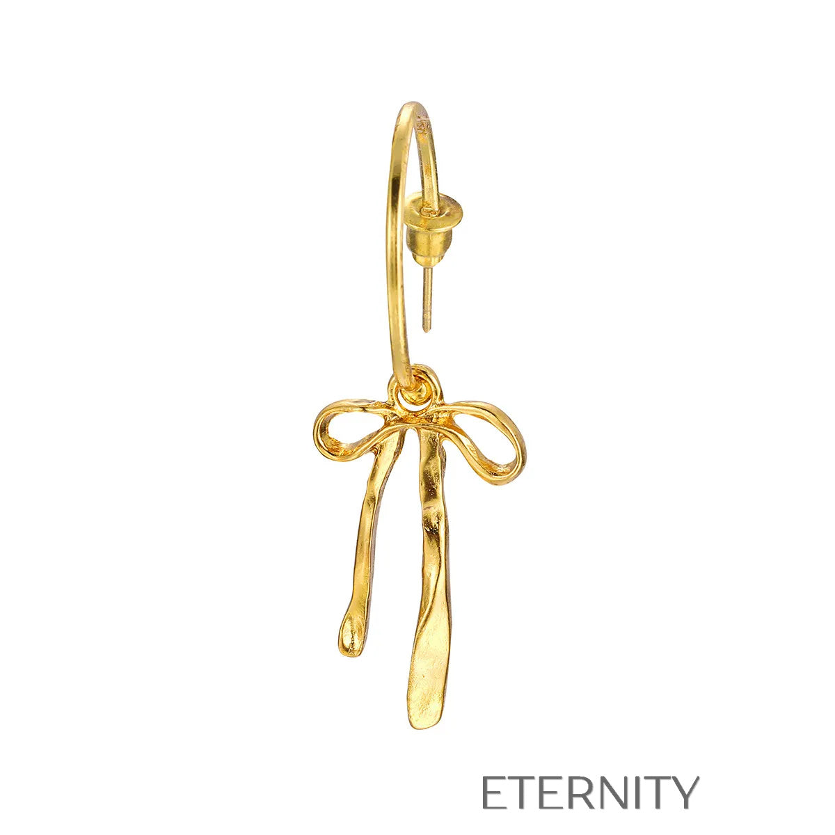 Aretes con lazo y colgantes texturizados Zarcillos Dorado Unica Acero Inoxidable ETERNITY
