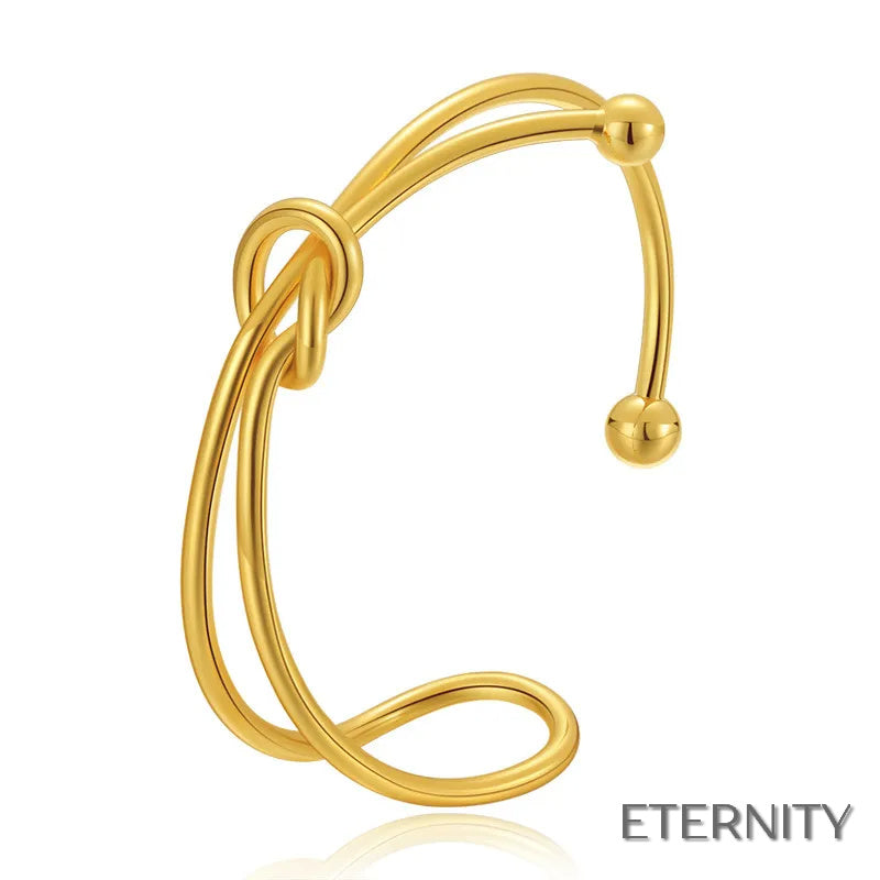 Pulsera Abierto Dorado con Diseño de Nudo Trenzado Creativo - ETERNITY