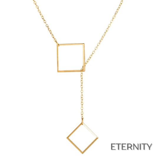Cadena Dorada Delicada con Doble Dije Cuadrados - ETERNITY