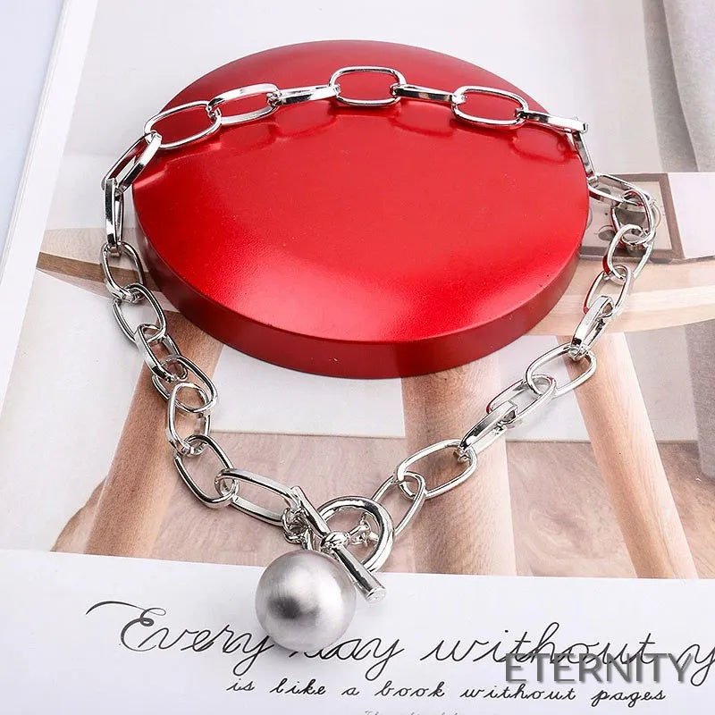Collar Grueso con Colgante de Bola Metálica Estilo Hip Hop para Mujer - ETERNITY
