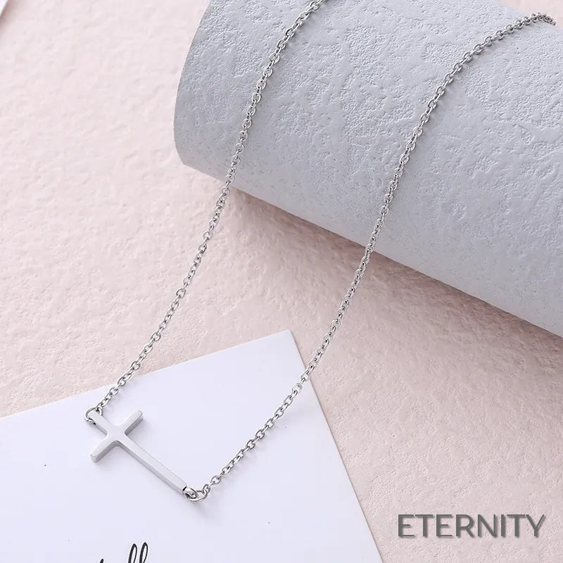 Cadena Femenina Minimalista con Dije de Cruz Horizontal - ETERNITY