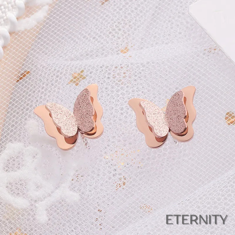 Elegantes Zarcillos Femeninos con Diseño de Mariposa Escarchada - ETERNITY