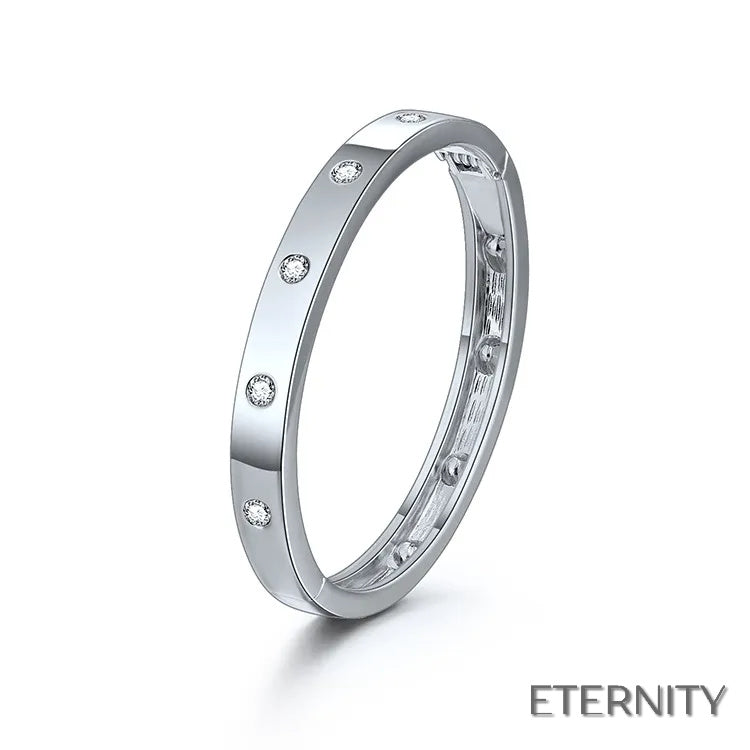 Brazaletes Modernos para Mujer: Diseño Liso con Acentos Brillantes en Tres Tonos - ETERNITY -