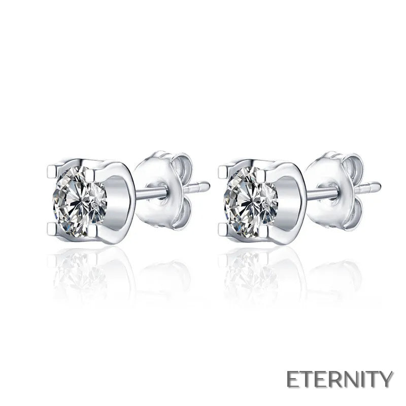 Elegante Conjunto Plateado de Anillo, Collar y Zarcillos con Circonita Solitaria - ETERNITY