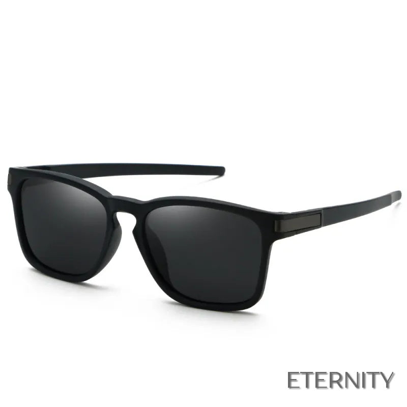 Lentes de Sol Cuadradas con Montura Negra y Detalles Metálicos para Hombre - ETERNITY