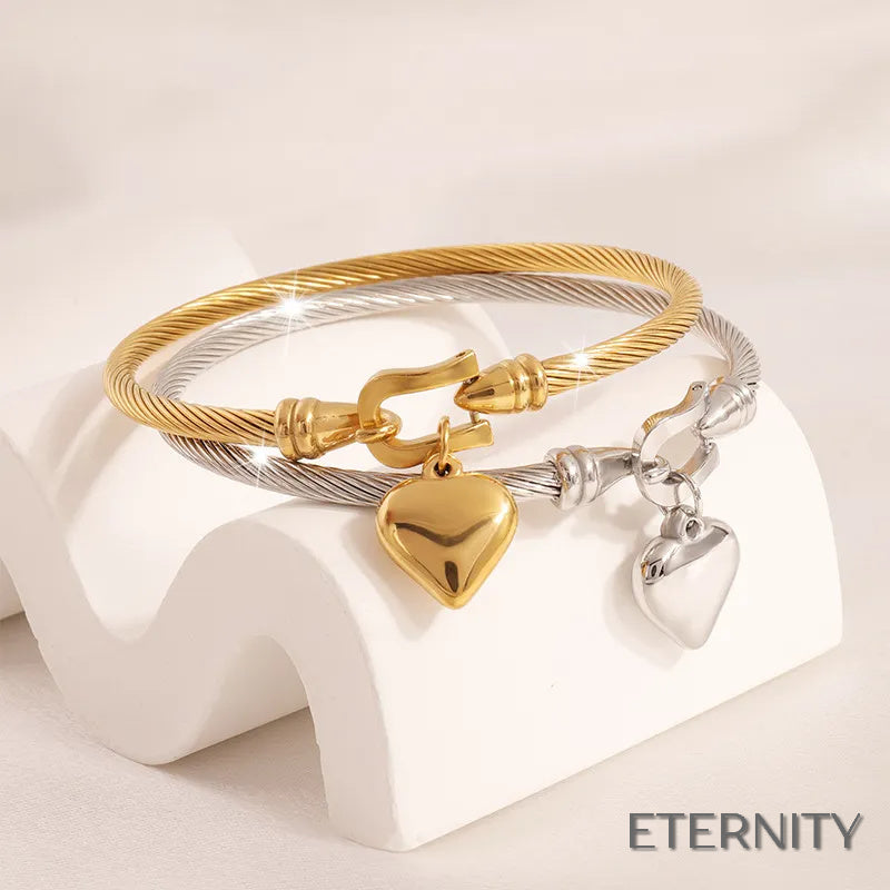 Pulseras Rígidas Trenzadas con Colgante de Corazón - ETERNITY
