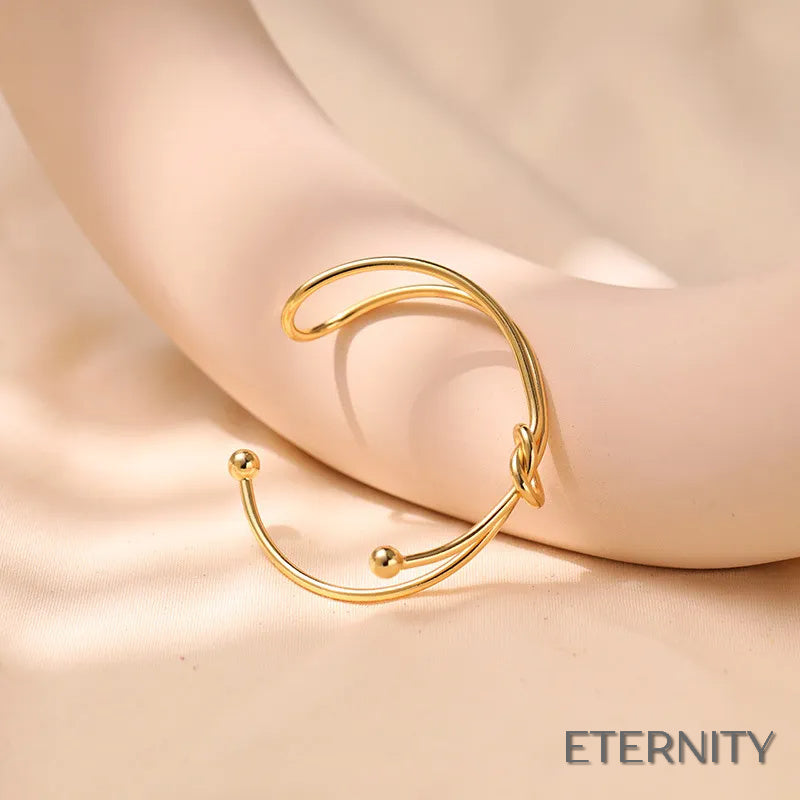 Pulsera Abierto Dorado con Diseño de Nudo Trenzado Creativo - ETERNITY