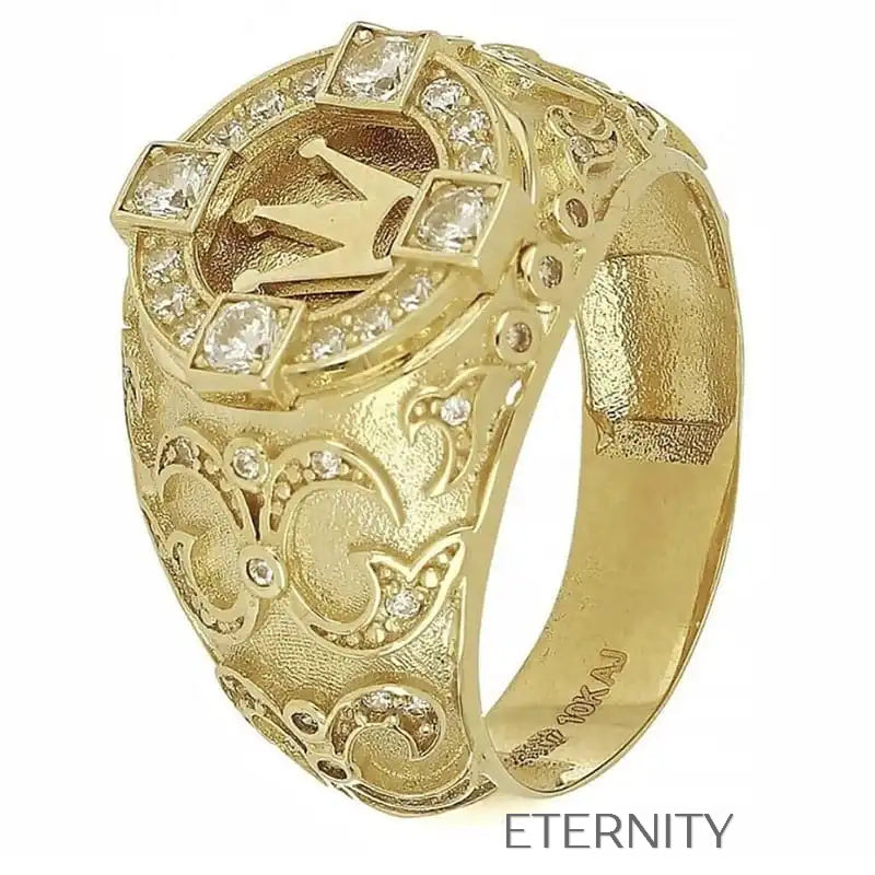 Anillo de Sello Imperial Majesty Tallado  Anillos Dorado 10 Acero Inoxidable  ETERNITY