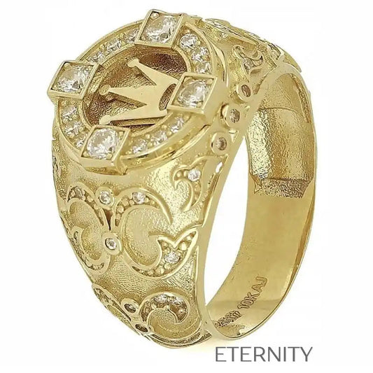 Anillo de Sello Imperial Majesty Tallado  Anillos Dorado 10 Acero Inoxidable  ETERNITY