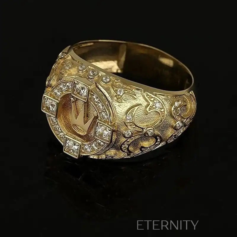 Anillo de Sello Imperial Majesty Tallado  Anillos Dorado 10 Acero Inoxidable  ETERNITY