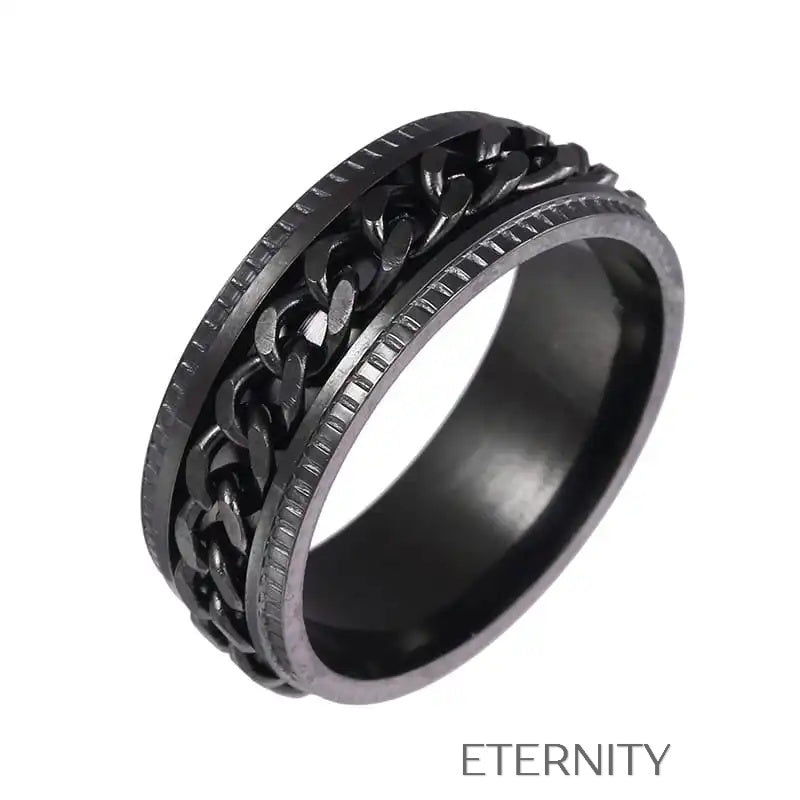 Anillo Industrial Spin Giratorio  Anillos Negro/Azul 10 Acero Inoxidable  ETERNITY
