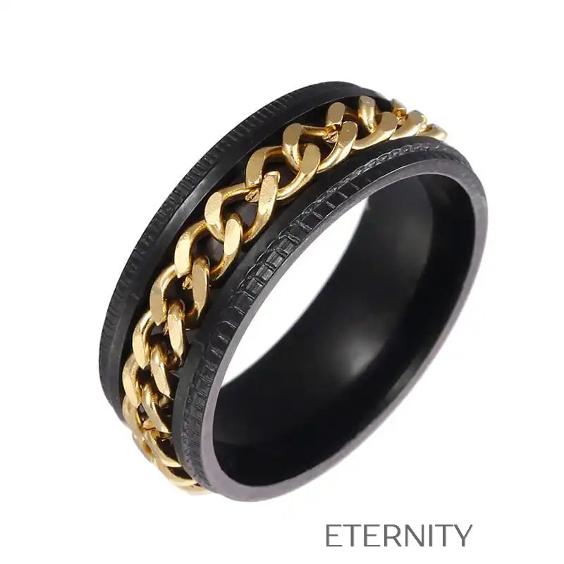 Anillo Industrial Spin Giratorio  Anillos Negro/Azul 10 Acero Inoxidable  ETERNITY