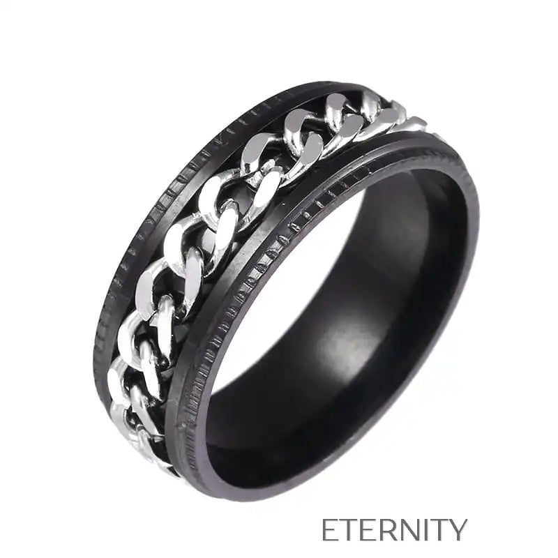 Anillo Industrial Spin Giratorio  Anillos Negro/Azul 10 Acero Inoxidable  ETERNITY