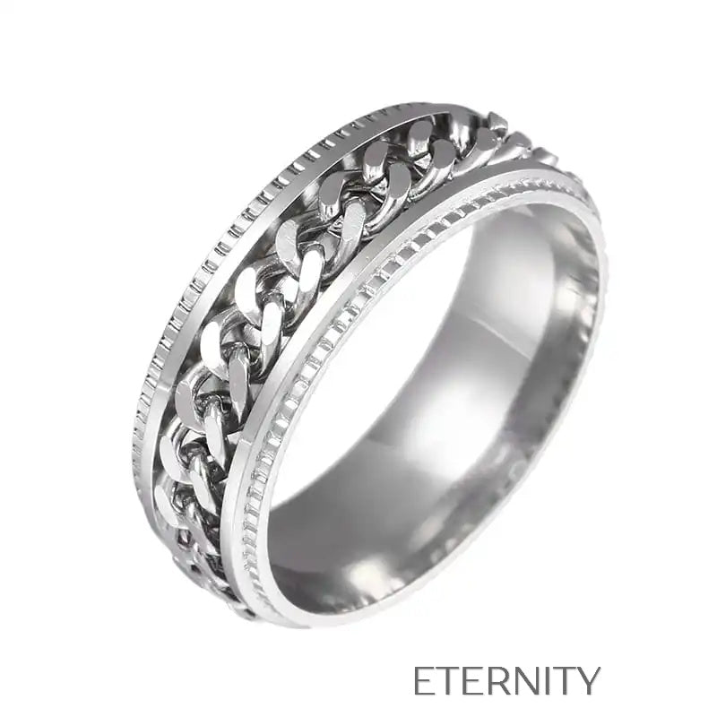 Anillo Industrial Spin Giratorio  Anillos Negro/Azul 10 Acero Inoxidable  ETERNITY