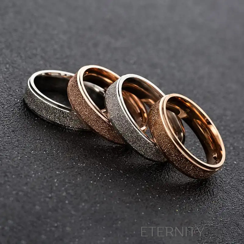 Anillos de Acero Inoxidable con Textura de Polvo de Estrellas  Anillos Oro Rosa 10 Acero Inoxidable  ETERNITY