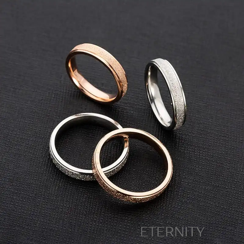 Anillos de Acero Inoxidable con Textura de Polvo de Estrellas  Anillos Oro Rosa 10 Acero Inoxidable  ETERNITY